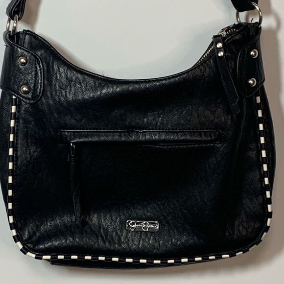 Jessica Simpson black white shoulder purse - Picture 3 of 9